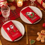 Servilleta de algodón 100 % con diseño personalizado de Papá Noel de dibujos animados con iniciales y nombre, ideal como regalo de Navidad para la familia y los amigos en las reuniones familiares