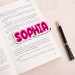 Personalised Bright Colour Pop Art Bubble Name Design Magnetic Bookmark Clip Reading Accessory Daily Use Birthday Gift for Book Lovers Bookworms