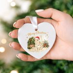 Personalised Watercolor Style Christmas Lights Pet Portrait Circle Heart Ceramic Ornament with Name Home Decor Christmas Gift for Pet Owners