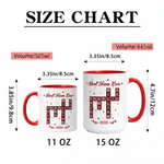 Personalized Multicolor Snowflake Crossword Puzzle Art 11/15 oz Ceramic Mug with Text Name and Year Daily Use Christmas Gift for Family Members