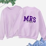 Personalized Mrs Multicolour Soft Sweatshirt Hoodie with Surname Bridal Shower Honeymoon Gift for Bride
