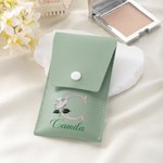 Personalized Birth Flower Mother of Pearl Design Initial Makeup Brush Bag Cosmetic Brush Set with Name Birthday Party Gift for Women
