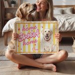 Spersonalizowana, akwarelowa wycieraczka „Home Sweet Home” z wizerunkiem zwierzaka i imieniem – antypoślizgowa, idealna na urodziny lub parapetówkę dla miłośników zwierząt