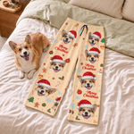 Personalised Merry Christmas Santa Hat Pet Photo Soft Pyjama Pants Family Gathering Christmas Gift for Pet Lover