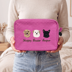 Personalized Embroidered Pet Portrait Large Capacity Waffle Cosmetic Toiletry Bag with Photo and Name Daily Use Birthday Gift for Pet Owners