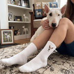 Personalised Funny Pet Character Face Photo Cosy Warm Quart Crew Socks with Name Birthday Gift for Friends Pet Lovers