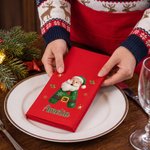 Servilleta de algodón 100 % con diseño personalizado de Papá Noel de dibujos animados con iniciales y nombre, ideal como regalo de Navidad para la familia y los amigos en las reuniones familiares