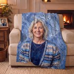 Gepersonaliseerde zachte plaid met foto in olieverfschilderstijl en naam | Woondecoratie cadeau voor verjaardag housewarming voor familie en vrienden