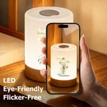 Personalised Birth Flower Dimmable Touch Control Rechargeable Night Light with Name Bedroom Decor Birthday Gift for Women Kids