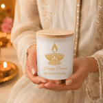 Personalised Lotus Oil Lamp Mandala Style Memorial Candle Holder with Text and LED Candle Diwali Baptism Religious Gift for Family Friends