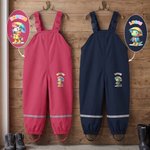 Personalised Cartoon Animal Mud Proof Kids Rain Bib Pants with Name and Adjustable Shoulder Strap Outdoor Use Back to School Gift for Kid Student 2