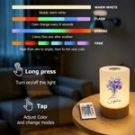 Personalised Birth Flower Dimmable Touch Control Rechargeable Night Light with Name Bedroom Decor Birthday Gift for Women Kids