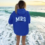 Personalized Mrs Multicolour Soft Sweatshirt Hoodie with Surname Bridal Shower Honeymoon Gift for Bride