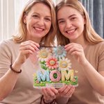 Personalized 3D-Effect Artwork 1-6 Kids’ Names & Flowers Mom Acrylic Hanging Ornament with Text Window Hanging Birthday Gift for Mom