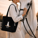 Sac fourre-tout en velours côtelé personnalisable sur le thème du cheval, grande capacité, avec prénom : un cadeau d'anniversaire indispensable pour les passionnés de chevaux