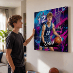 Personalised Graffiti Oil Painting Style Photo Canvas Prints with Name and Number Home Decor Ship from USA Birthday Gift for Basketball Players