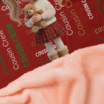 Coperta con cappuccio personalizzata con illustrazione multicolore ad effetto 3D, nuvola di parole, foto in stile cartone animato e testo – Decorazione per la casa, regalo di Natale per familiari e am