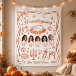 Personalised 2-20 Face Photos Turkey Pumpkin Banner with Title and Text Party Backdrop Decor Thanksgiving Day Friendsgiving Gift for Family Friends
