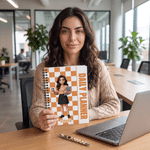 Personalized Checkered 3D-Style Character Artwork Photo A5 Portable Spiral Notebook with Name Office Use Birthday Gift for Coworkers Teachers
