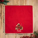 Personalized Plaid Christmas Hat Initial 100% Cotton Red Christmas Napkin with Name Table Decor Christmas Gift for Family Friends
