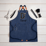 Personalized 3D-Effect Artwork Barber Theme Canvas Apron with Name and Pocket Kitchen Accessory Birthday Anniversary New Job Gift for Salon Workers