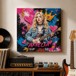 Personalised Graffiti Oil Painting Style Acoustic Electric Guitar Photo Canvas Prints with Name Home Decor Birthday Gift for Friends