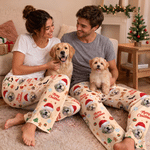 Personalised Merry Christmas Santa Hat Pet Photo Soft Pyjama Pants Family Gathering Christmas Gift for Pet Lover