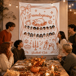 Personalised 2-20 Face Photos Turkey Pumpkin Banner with Title and Text Party Backdrop Decor Thanksgiving Day Friendsgiving Gift for Family Friends