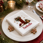 Personalized Plaid Christmas Hat Initial 100% Cotton Red Christmas Napkin with Name Table Decor Christmas Gift for Family Friends