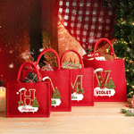 Borsa tote in juta rossa a grande capienza con iniziale personalizzata a tema natalizio e nome: regalo per feste natalizie per familiari, amici e bambini
