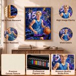 Personalised Graffiti Oil Painting Style Photo Canvas Prints with Name and Number Home Decor Ship from USA Birthday Gift for Basketball Players