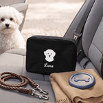 Personalized Embroidered Pet Portrait Large Capacity Waffle Cosmetic Toiletry Bag with Photo and Name Daily Use Birthday Gift for Pet Owners
