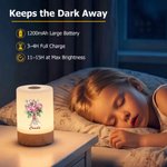 Personalised Birth Flower Dimmable Touch Control Rechargeable Night Light with Name Bedroom Decor Birthday Gift for Women Kids