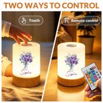 Personalised Birth Flower Dimmable Touch Control Rechargeable Night Light with Name Bedroom Decor Birthday Gift for Women Kids