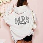 Personalized Mrs Multicolour Soft Sweatshirt Hoodie with Surname Bridal Shower Honeymoon Gift for Bride