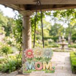 Personalized 3D-Effect Artwork 1-6 Kids’ Names & Flowers Mom Acrylic Hanging Ornament with Text Window Hanging Birthday Gift for Mom