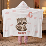 Personalised Cute Star Cloud Moon Animal Soft Throw Hooded Blanket with Name and Initial Daily Use Birthday Christmas Gift for Boys Girls