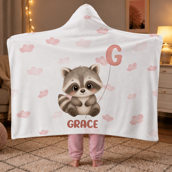 Personalised Cute Star Cloud Moon Animal Soft Throw Hooded Blanket with Name and Initial Daily Use Birthday Christmas Gift for Boys Girls