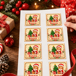 Autocollants photo personnalisés avec effet 3D représentant le Père Noël en personnage de dessin animé, avec prénom – Cadeau de Noël pour la famille et les enfants