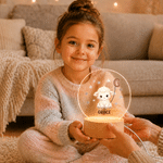 Personalised Cute Cartoon Animal Initial Balloon LED Night Light with Name and Wooden Base Room Decor Birthday Gift for Kids