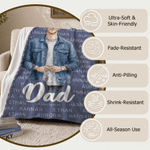 Personalized Colourful Family Photo Soft Throw Blanket with Family Member Names and Text Home Decor Wedding Birthday Gift for Families Parents