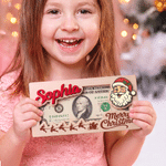 Personalized Merry Christmas Cute Cartoon Pattern Wooden Money Holder with Name Holiday Party Favors Christmas Gift for Kids Family