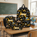 Personalized Engineering Vehicle Bulldozer Backpack Lunch Bag Pencil Case Set with Name Daily Use Back to School Gift for Kids Boys Students