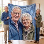 Gepersonaliseerde zachte plaid met foto in olieverfschilderstijl en naam | Woondecoratie cadeau voor verjaardag housewarming voor familie en vrienden