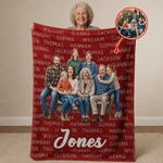 Personalized Colourful Family Photo Soft Throw Blanket with Family Member Names and Text Home Decor Wedding Birthday Gift for Families Parents