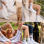 Personalised Funny Pet Character Face Photo Cosy Warm Quart Crew Socks with Name Birthday Gift for Friends Pet Lovers