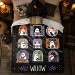 Personalized Cute Halloween Ghosts Soft Throw Blanket with Name Home Decor Halloween Gift for Family Friends