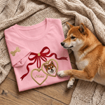Personalised Bow Knot Pet Photo Embroidery T-shirt Sweatshirt Hoodie with Name Daily Wear Birthday Gift for Pet Owners Lovers