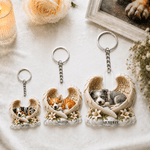 Personalised 3D-Effect Artwork Pet Photo Angel Wings Clear Acrylic Keychain with Name Memorial Gift for Pet Owners Lovers