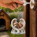 Personalised 3D-Effect Artwork Pet Photo Angel Wings Clear Acrylic Keychain with Name Memorial Gift for Pet Owners Lovers